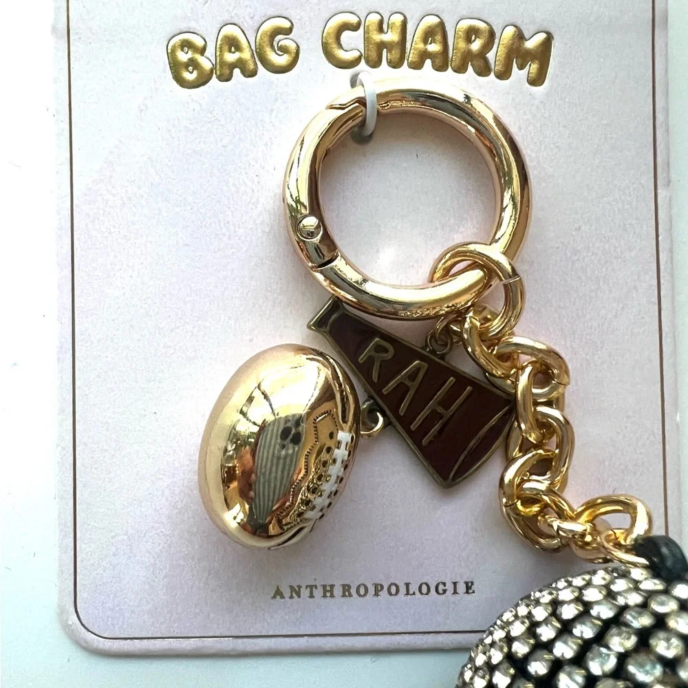 Anthropologie Gold and Black Football Helmet Bag Charm - Picture 4 of 5